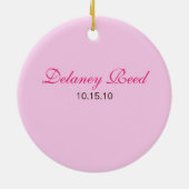 Baby's 1st Christmas - lint (roze) Keramisch Ornament (Achterkant)