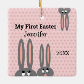 Babys 1st Pasgeborene roze gepersonaliseerd Keramisch Ornament (Voorkant)