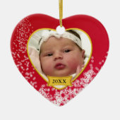 Baby's 2 Sided Foto Keepomwille Snowy Red Keramisch Ornament (Voorkant)