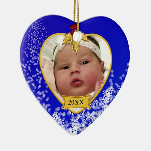 Baby's 2 Sided Photo Keepomwille Kerstmis Keramisch Ornament (Rechts)