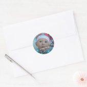 Baby's 2e Kerstmis Blauwe Sneeuwvlok Ronde Sticker (Envelop)