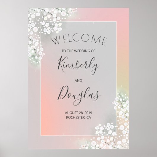 Baby's Blush Pink Wedding Welcome Sign Poster (Voorkant)