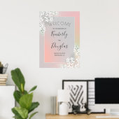Baby's Blush Pink Wedding Welcome Sign Poster (Thuiskantoor)