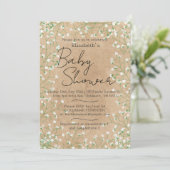 Baby's Breath Aquarel Bloem Boho Baby Shower Kaart (Staand voorkant)