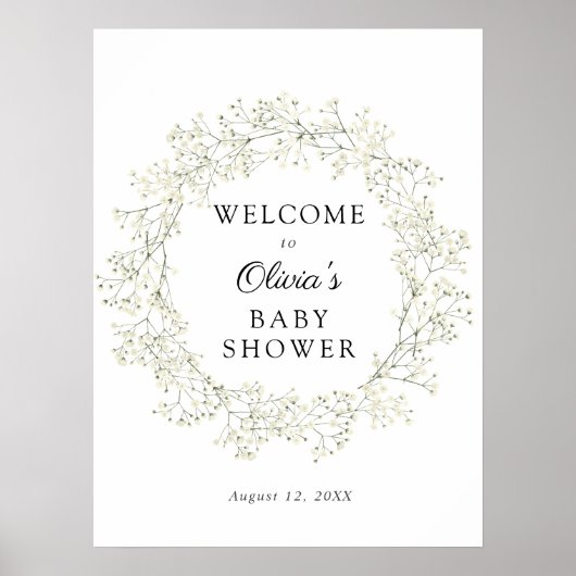 Baby's Breath Baby shower Welkom Poster (Voorkant)