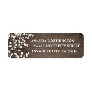 Baby's Breath Barn Wood Bruiloft Adresetiketten Etiket