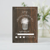 Baby's Breath Barn Wood Mason Jar RSVP (Staand voorkant)