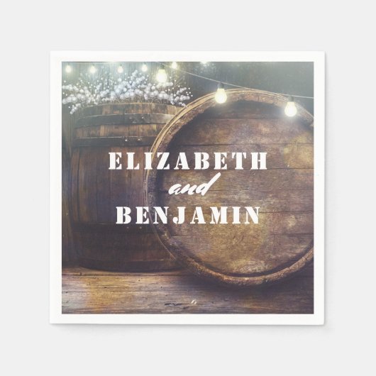 Baby's Breath Barrel Rustiek Land Bruiloft Servet (Voorkant)
