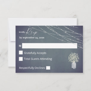 Baby's Breath BG Krijt & Slingerlichten geen maalt RSVP Kaartje