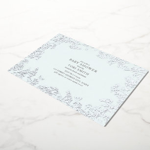 Baby's Breath Blauwe Jongens Baby Shower Folie Uitnodiging