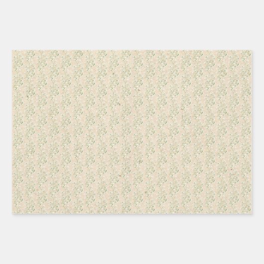 Baby's Breath Bloemen Boho Chic Doop Bruiloft Inpakpapier Vel (Voorkant 2)