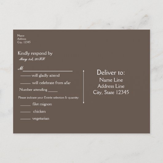 Baby's Breath Bloemen & Donker Rustiek Hout RSVP Uitnodiging Briefkaart (Achterkant)