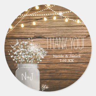 Baby's Breath bloemen in een rustieke metselstenen Ronde Sticker