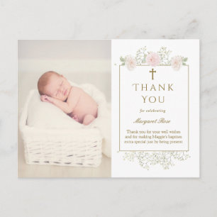Baby's Breath Bloemen met Rozen Doop Foto Briefkaart