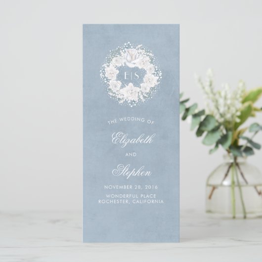 Baby's Breath Bloemen Monogram Stoffig Blauw Progr Programma (Staand voorkant)