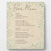 Baby's Breath Bloemen Rustieke Trouw Bar Menu Bord Fotoplaat (Voorkant)