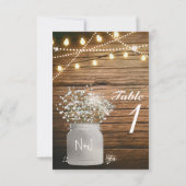 Baby's Breath Bloemstuk Rustieke Mason Jar Tafelnu Kaart (Achterkant)