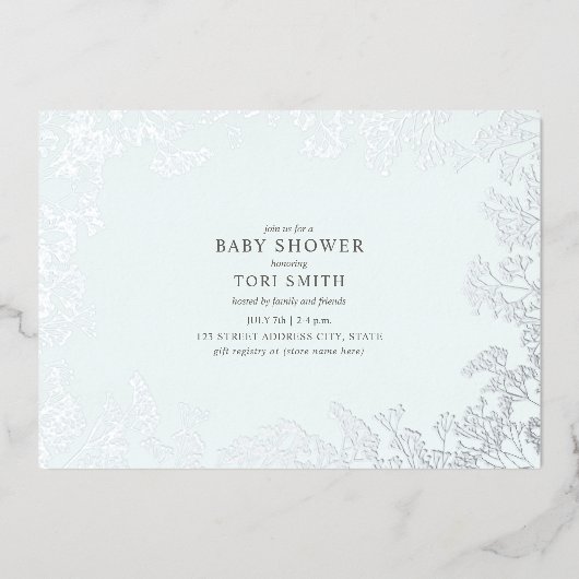 Baby's Breath Blue Boy Baby shower Folie Uitnodiging (Voorkant)