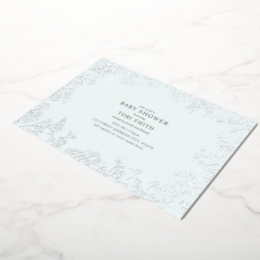 Baby's Breath Blue Boy Baby shower Folie Uitnodiging (Gedraaid)