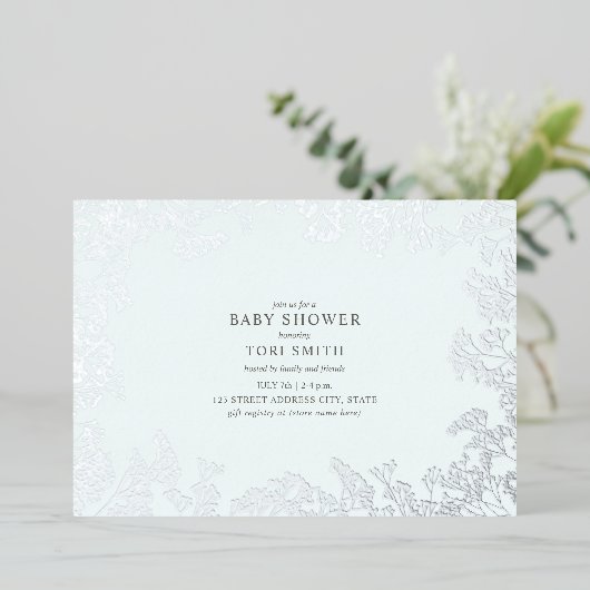 Baby's Breath Blue Boy Baby shower Folie Uitnodiging (Staand Voorkant)