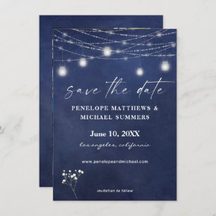 Baby's Breath Blue Chalkboard Fotobewaardatum Save The Date