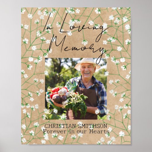 Baby's Breath Boho Rustic In Loving Memory Trouwfe Poster (Voorkant)