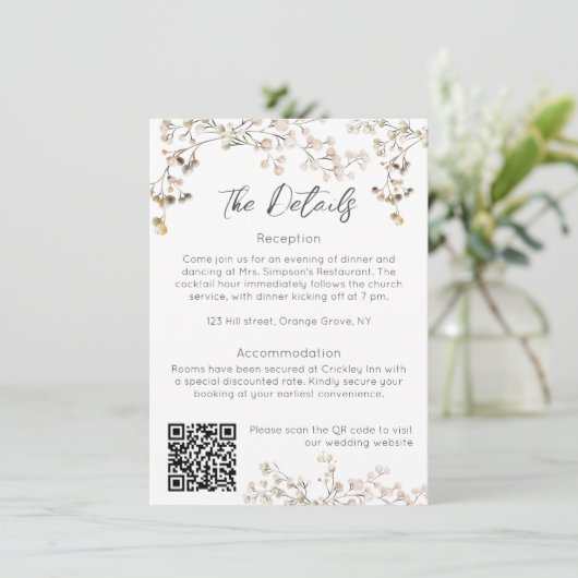 Baby's Breath Bruiloft Behuizing Kaart (Staand voorkant)