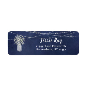 Baby's Breath Chalkboard Blu & String Light Return Etiket