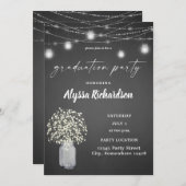 Babys Breath Chalkboard Graduation Party Kaart (Voorkant / Achterkant)