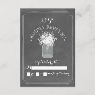 Baby's Breath Chalkboard Mason Jar RSVP