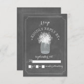 Baby's Breath Chalkboard Mason Jar RSVP (Voorkant / Achterkant)