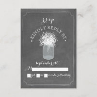 Baby's Breath Chalkboard Mason Jar RSVP