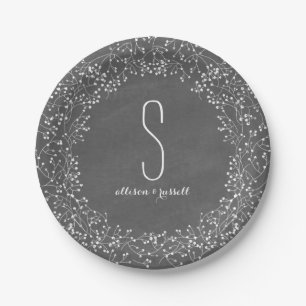 Baby's Breath Chalkboard Monogram Huwelijk Papieren Bordje
