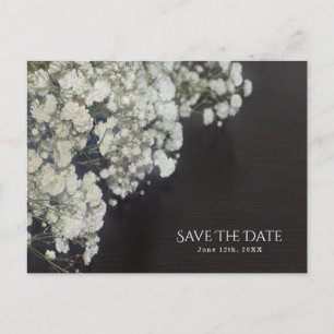 Baby's Breath Donkere Hout Rustieke Bewaar de Datu Aankondigingskaart