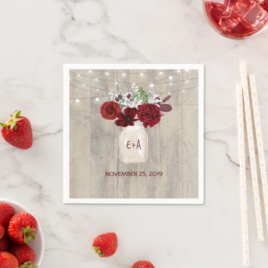 Baby's Breath en Bourgogne Bloemen Mason Jar Rusti Servetten (Insitu)