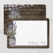 Baby's Breath en Lavender Jar Dank je Notitiekaartje (Voorkant / Achterkant)