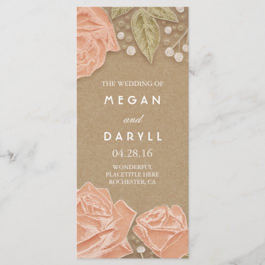 Baby's Breath en Roze Rozen Trouwprogramma's Programma (Voorkant)