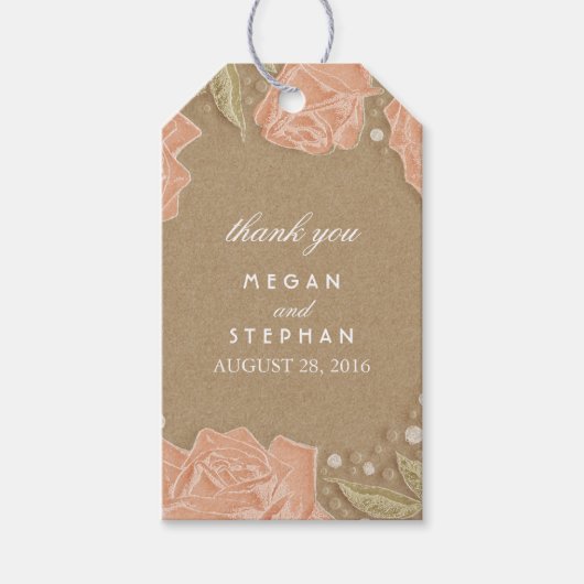 Baby's Breath en Rozen Rustieke bruiloft Cadeaulabel (Voorkant)