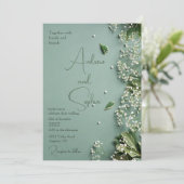 Baby's Breath Flat bruiloft uitnodiging (Staand voorkant)