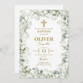 Baby's Breath Floral Baptism Kaart (Voorkant / Achterkant)