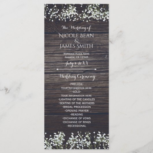 Baby's Breath Floral & Dark Rustic Wood Programma (Voorkant)