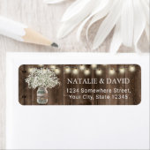 Baby's Breath Floral Mason Jar Rustic Wedding Etiket (Insitu)