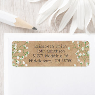 Babys Breath Floral Rustic Boho Cute Return Adress Etiket