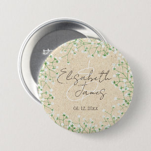 Baby's Breath Floral Rustic Boho Farmhouse Wedding Ronde Button 7,6 Cm