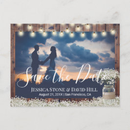 Baby's Breath Floral Wedding Foto Save the Date Aankondigingskaart