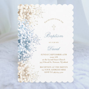 Baby's Breath Flowers baby jongen Doop Kaart