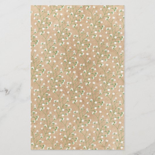 Baby's Breath Flowers Rustic Boho Wedding Menu (Achterkant)