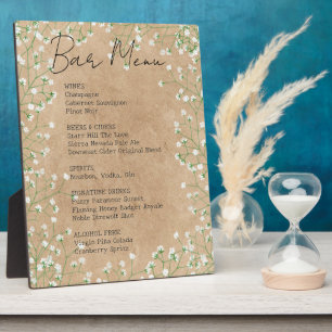 Baby's Breath Flowers Rustic Wedding Bar-menu Fotoplaat
