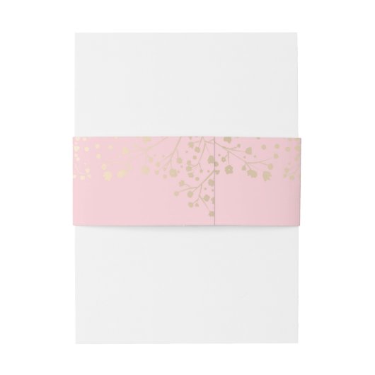 Baby's Breath Gold en Pink Wedding Uitnodigingen Wikkel (Achterkant Voorbeeld)