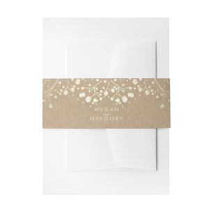 Baby's Breath Gold Kraft Wedding Uitnodigingen Wikkel